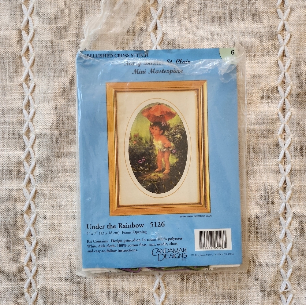 Under the Rainbow Fairy Cross Stitch Kit Mary St. Clair Crafts Candamar Vintage